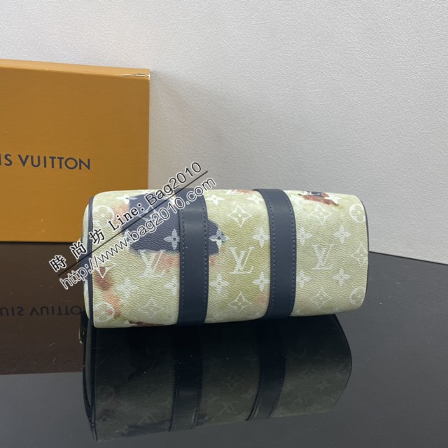 LV路易威登2023专柜新款M46804蓝花火焰山Zgx KEEPALL BANDOULIèRE25手袋手提斜挎包 ydh5281